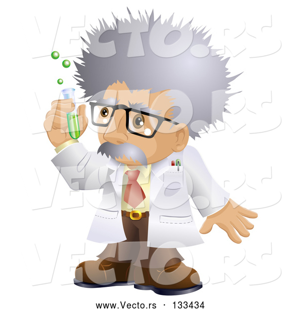 Vector of Male Scientist in a Laboratory, Holding a Test Tube