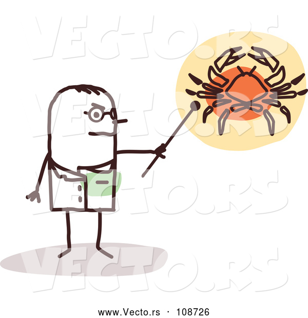 Vector of Male Stick Doctor Discussing Cancer