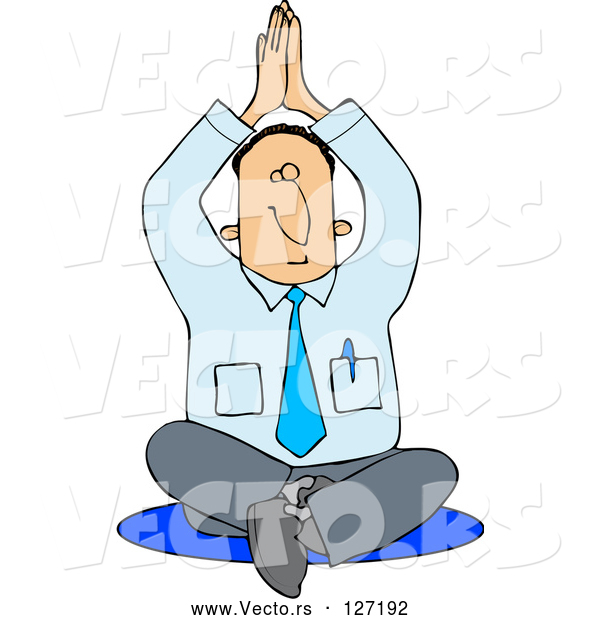 Vector of Meditating Business Man Sitting on the Floor in a Yoga Pose