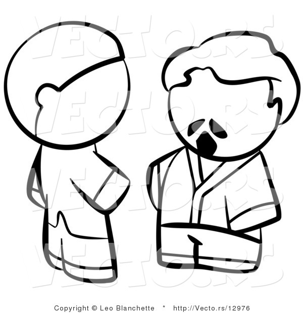 Vector of Men Talking - Coloring Page Outlined Art