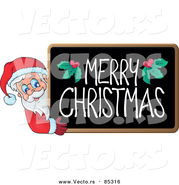 Vector of Merry Christmas Blackboard with Santa