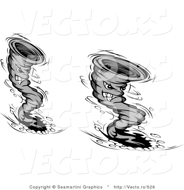Vector of Multiple Vortex Tornado Cartoon Characters