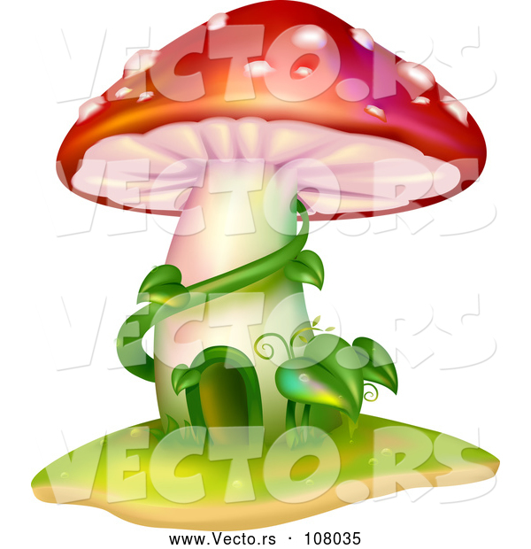 Vector of Mushroom House with Vines