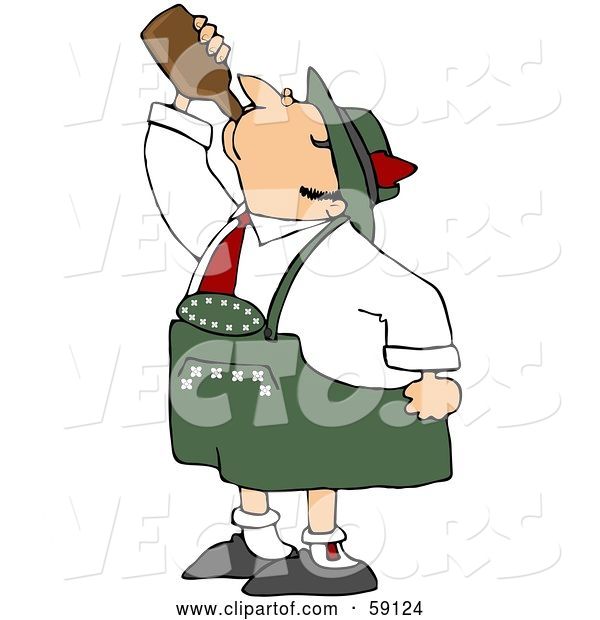 Vector of Oktoberfest Guy Guzzling Beer from a Brown Bottle