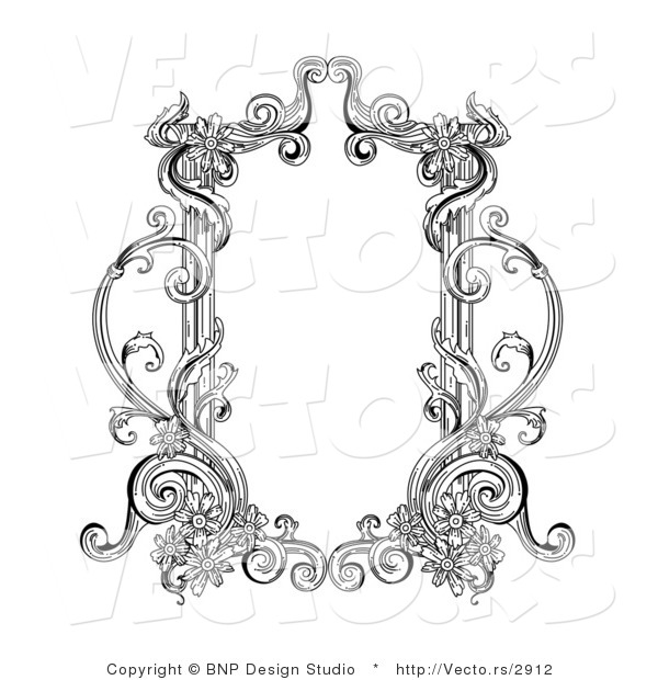 Vector of Old Black and White Victorian Blank Text Box Frame