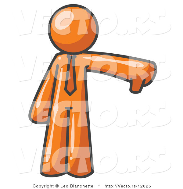 Vector of Orange Business Guy Giving the Thumbs up Then the Thumbs down
