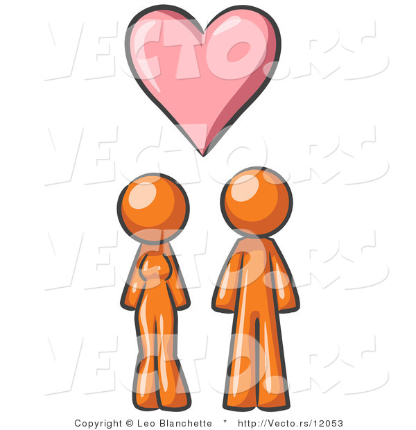 Vector of Orange Couple Under a Pink Love Heart