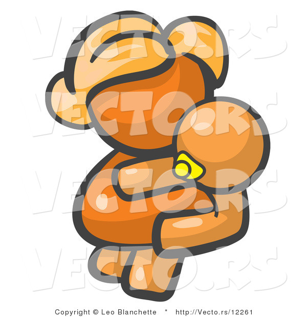 Vector of Orange Girl Holding a Baby