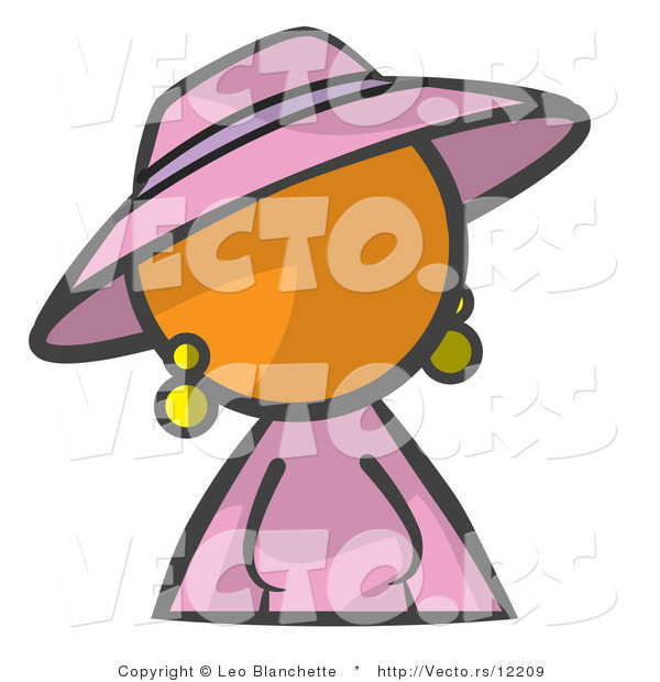 Vector of Orange Girl in a Purple Dress and Hat
