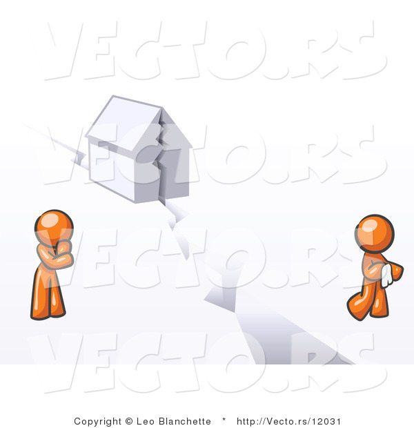 Vector of Orange Guy and Woman with a House Divided