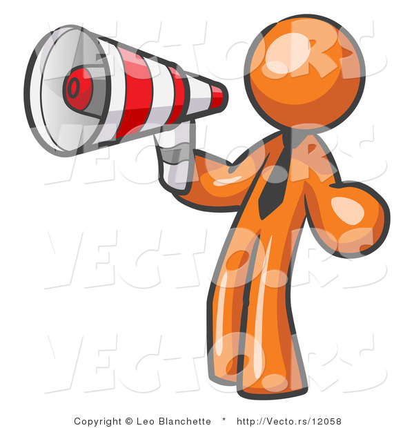 Vector of Orange Guy Announcing with a Megaphone
