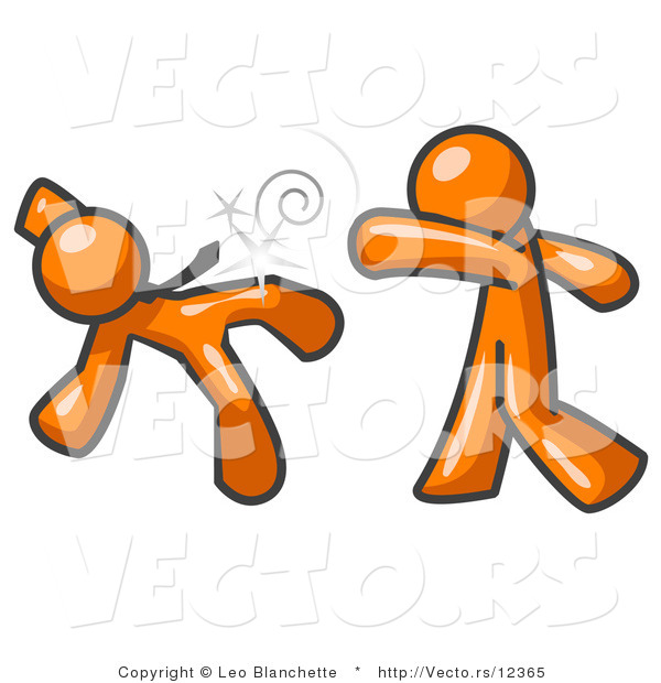 Vector of Orange Guy Being Punched by Another