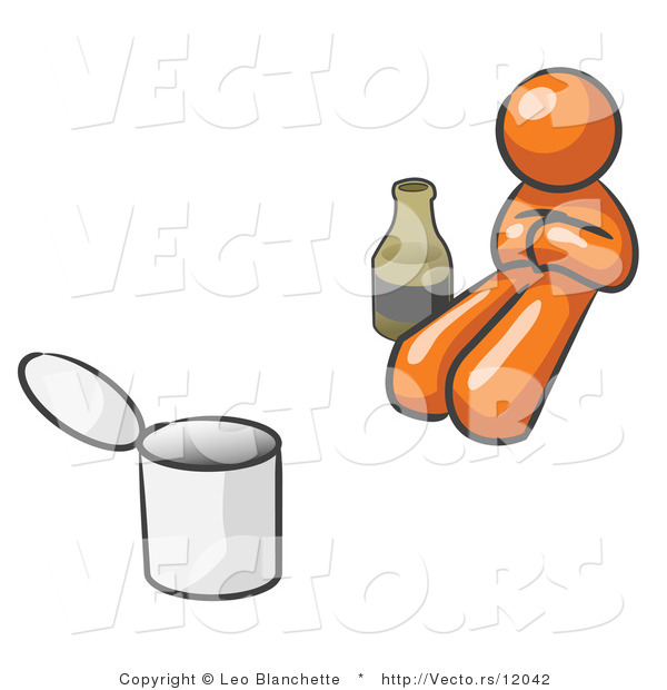 Vector of Orange Guy Bum with Alcohol and a Can
