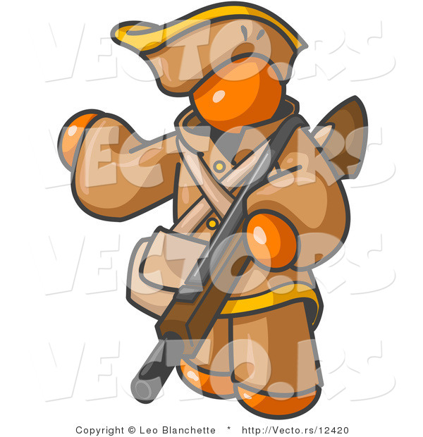 Vector of Orange Guy Carrying a Rifle