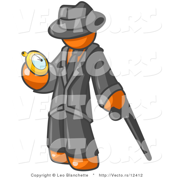 Vector of Orange Guy Checking His Pocket Watch