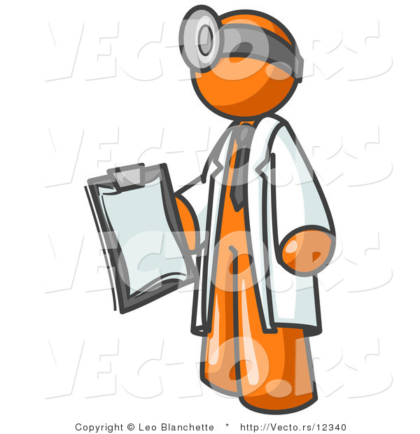 Vector of Orange Guy Doctor Holding a Clipboard