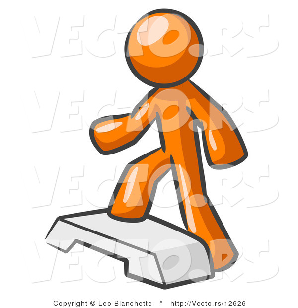 Vector of Orange Guy Doing Step Ups on an Aerobics Platform