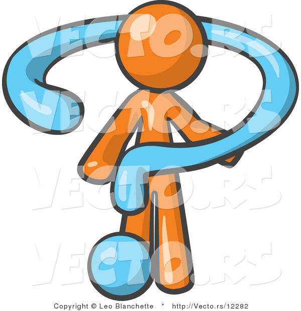 Vector of Orange Guy Draped in a Blue Question Mark