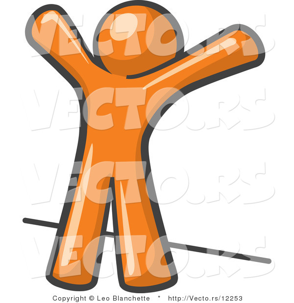 Vector of Orange Guy Facing Wall, His Arms Up, Prepared to Be Searched by Law Enforcement