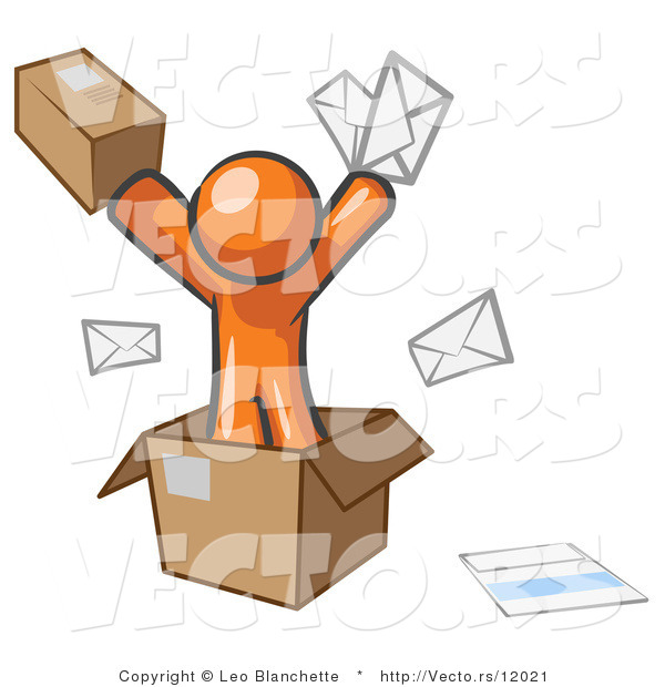 Vector of Orange Guy Going Postal with Parcels and Mail