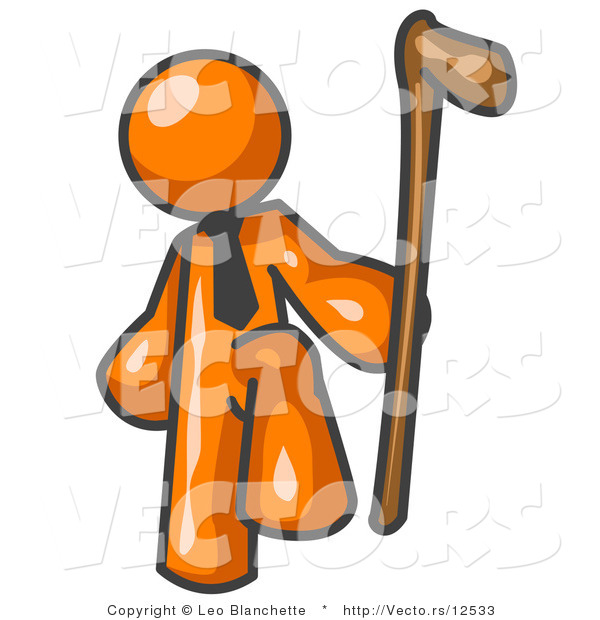 Vector of Orange Guy Holding a Cane