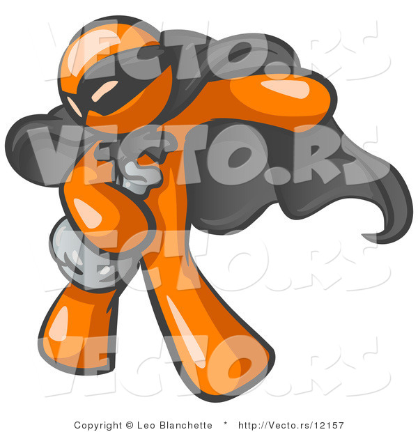 Vector of Orange Guy in a Mask and Cape, Stealing Belongings in a Bag