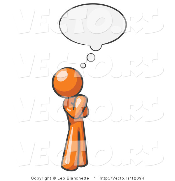 Vector of Orange Guy in Thought with a Bubble