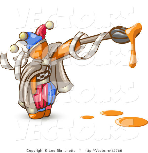 Vector of Orange Guy Jester with a Dripping Paintbrush