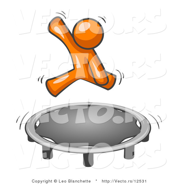 Vector of Orange Guy Jumping on a Trampoline