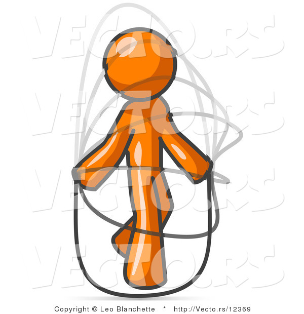 Vector of Orange Guy Jumping Rope During a Cardio Workout