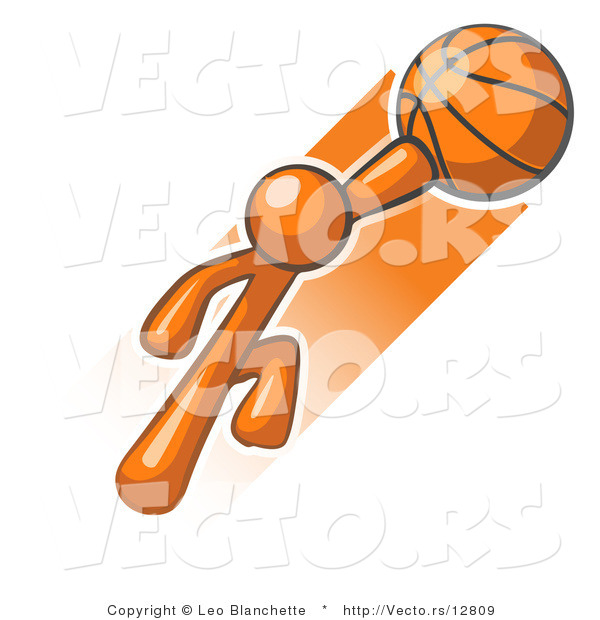 Vector of Orange Guy Jumping with Basketball