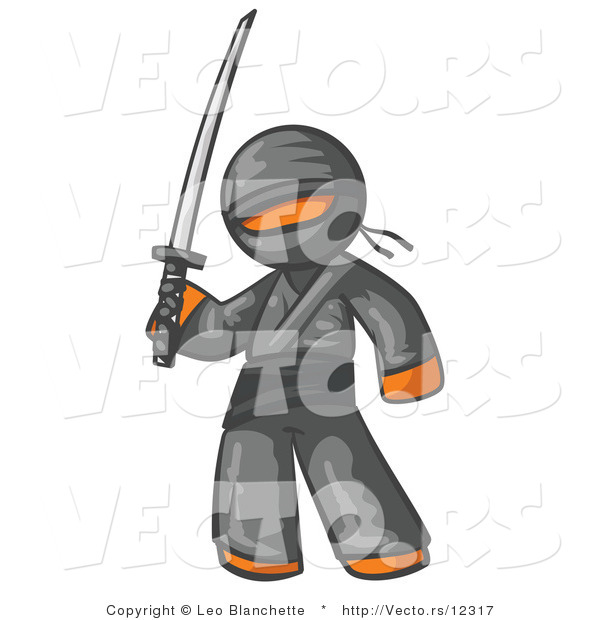 Vector of Orange Guy Ninja Holding a Sword