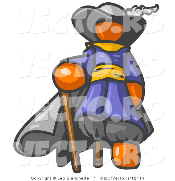 Vector of Orange Guy Pirate with a Cane and a Peg Leg