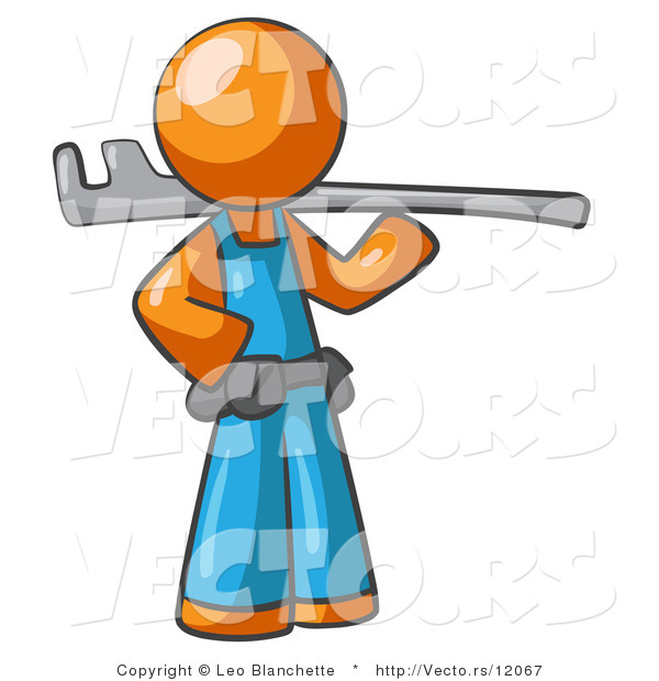 Vector of Orange Guy Plumber with a Tool