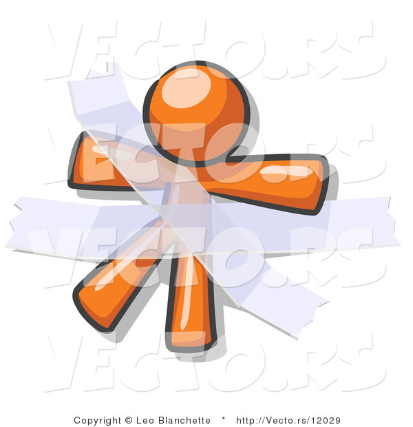 Vector of Orange Guy Restrained with Tape
