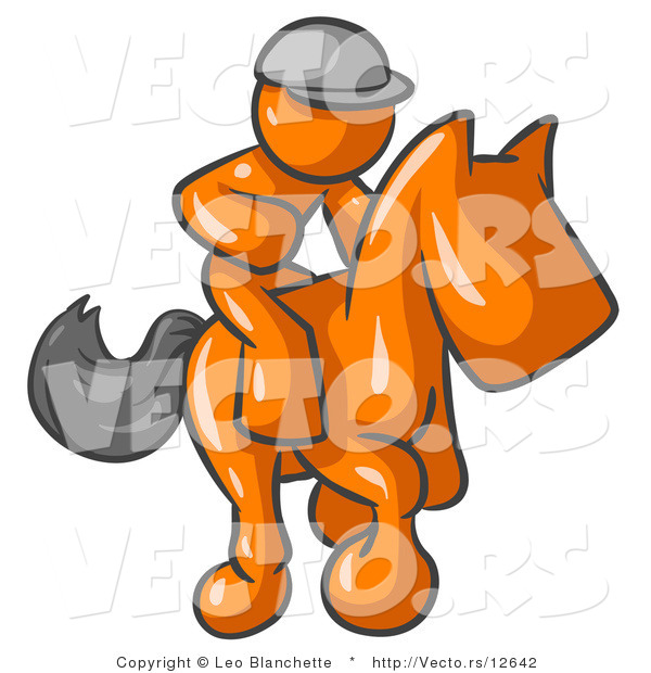 Vector of Orange Guy Riding a Race Horse in a Derby