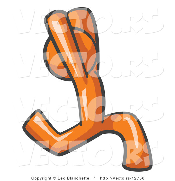 Vector of Orange Guy Running Away with His Arms in the Air