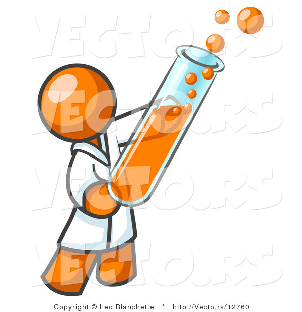 Vector of Orange Guy Scientist Holding a Test Tube