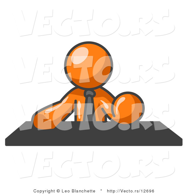 Vector of Orange Guy Seated at a Desk During a Meeting
