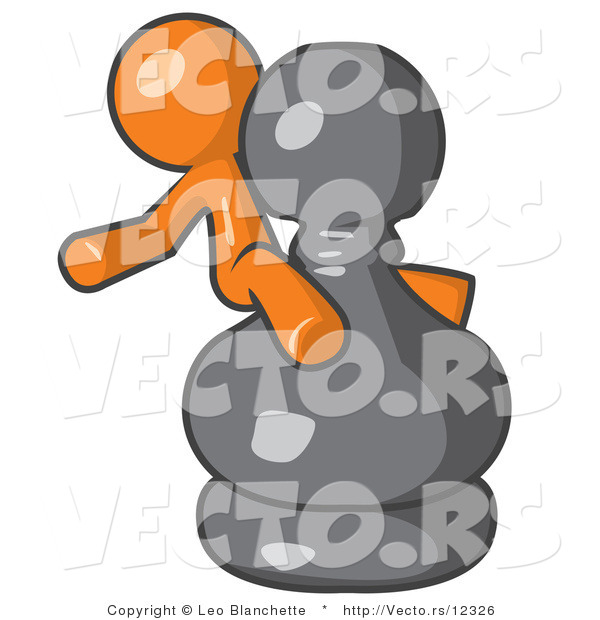 Vector of Orange Guy Sitting on a Giant Chess Pawn