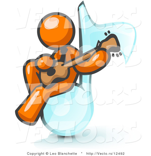 Vector of Orange Guy Sitting on a Music Note and Playing a Guitar