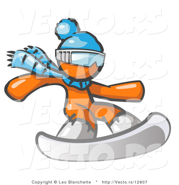 Vector of Orange Guy Snowboarder