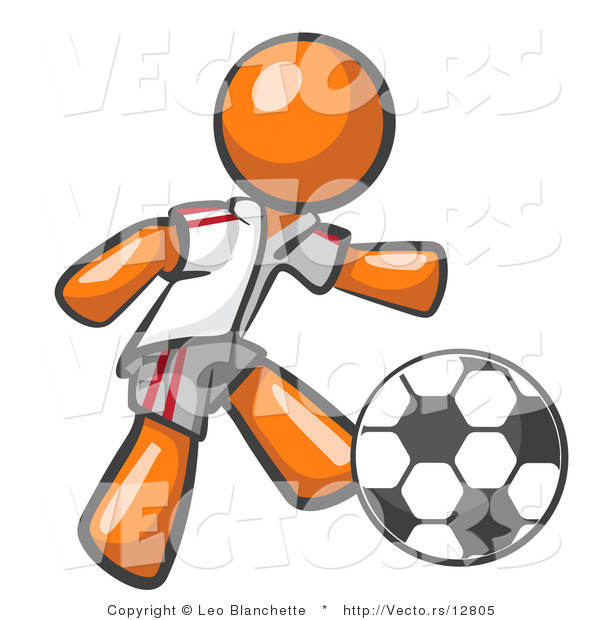 Vector of Orange Guy Soccer Player