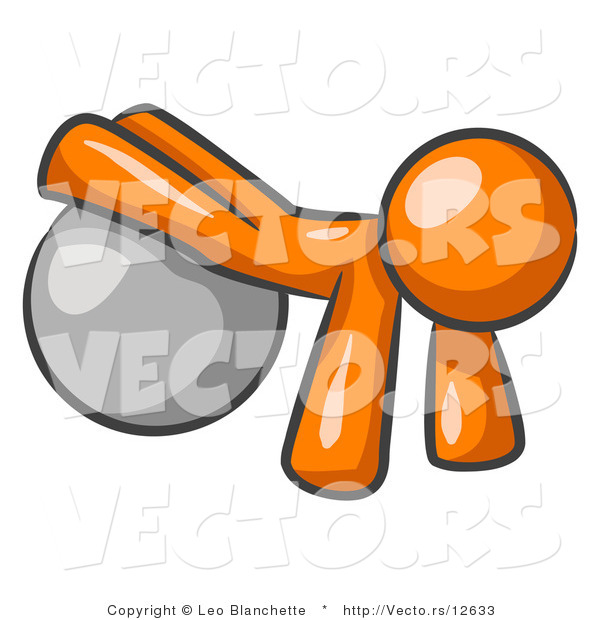 Vector of Orange Guy Strength Training His Arms and Legs While Using a Yoga Exercise Ball