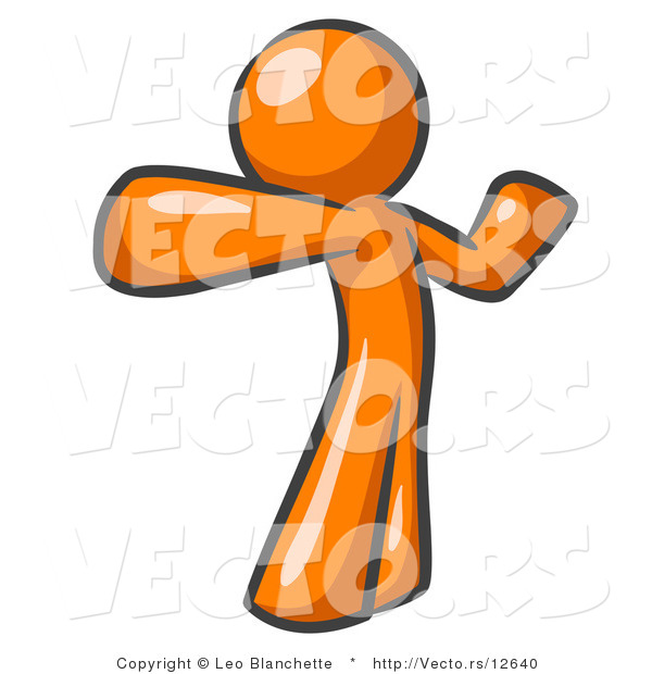 Vector of Orange Guy Stretching His Arms and Back
