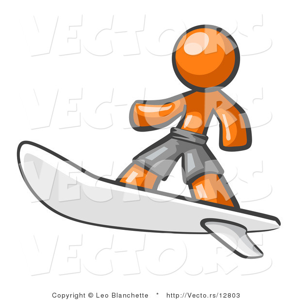 Vector of Orange Guy Surfer