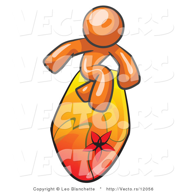 Vector of Orange Guy Surfing on a Board
