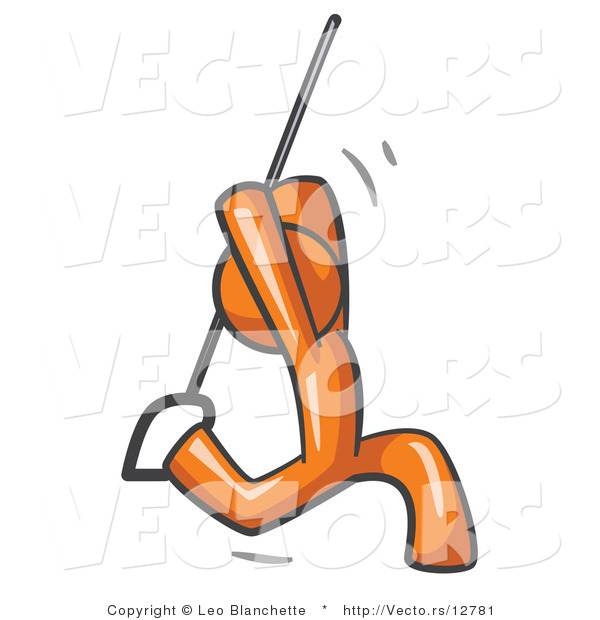 Vector of Orange Guy Swinging on a Rope
