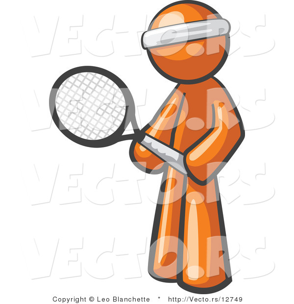 Vector of Orange Guy Tennis Player