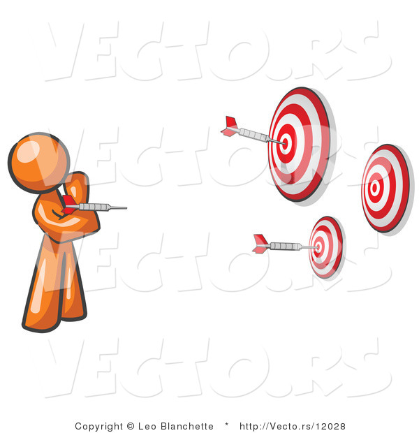 Vector of Orange Guy Throwing Darts at Targets